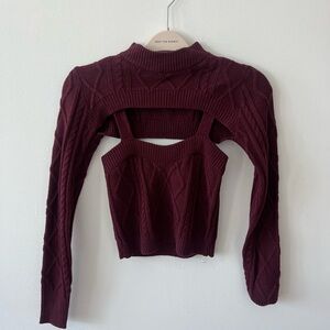 Maroon Say What? Cropped cut out Sweater